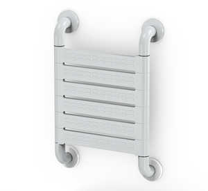 White handicap grab bar back support seat